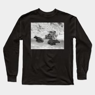 Cows Blocking Road, 1940. Vintage Photo Long Sleeve T-Shirt